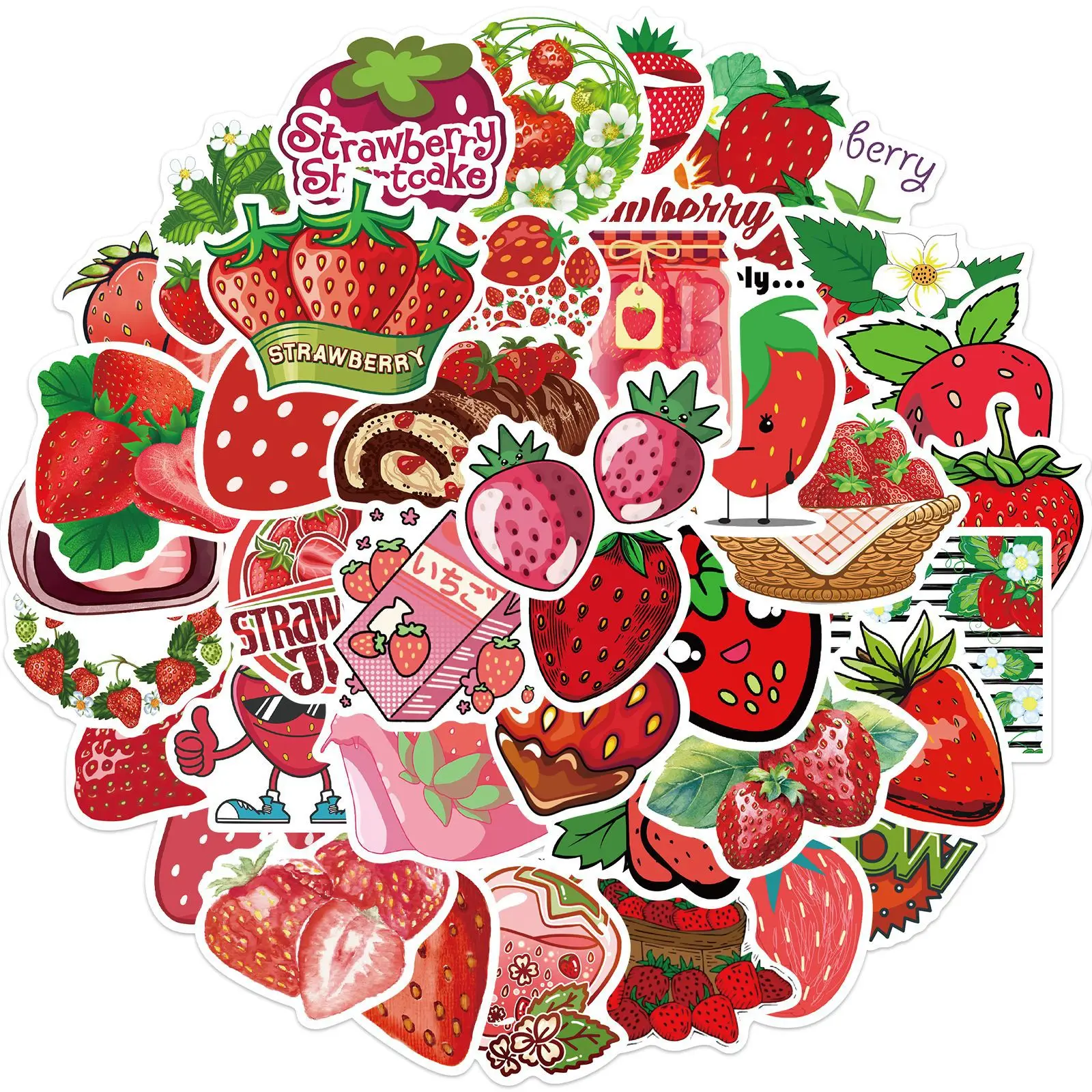 50 Stuks Vers Fruit Aardbeien Sticker Leuke Creatieve Prachtige Patronen voor DIY Laptop Scrapbook Decoratie Student Art Leveranties