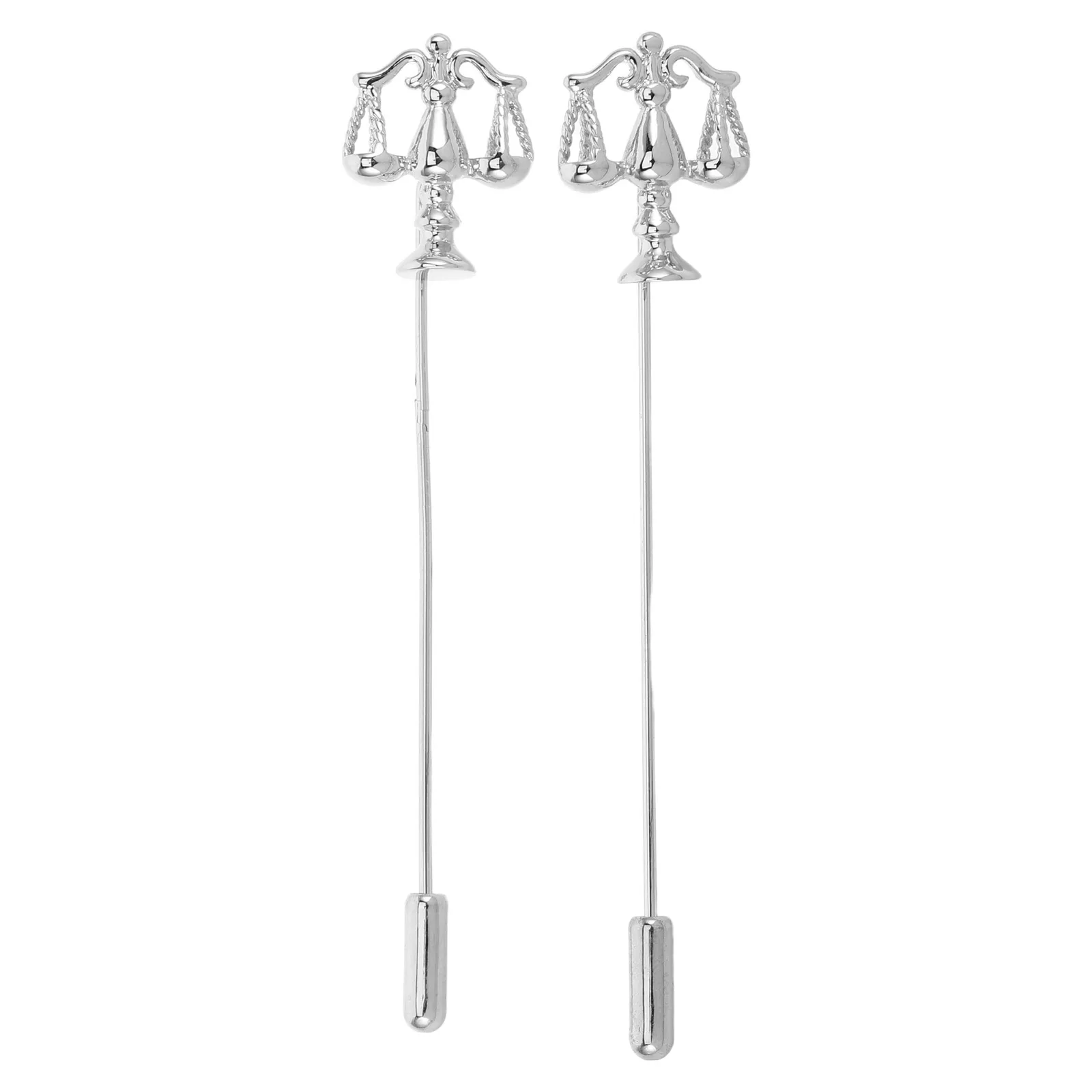 

2Pcs Silver Libra Balance Brooch Justice Lawyer Lapel Pin Men Suits Women Jackets Christmas Gift Dress Accessory