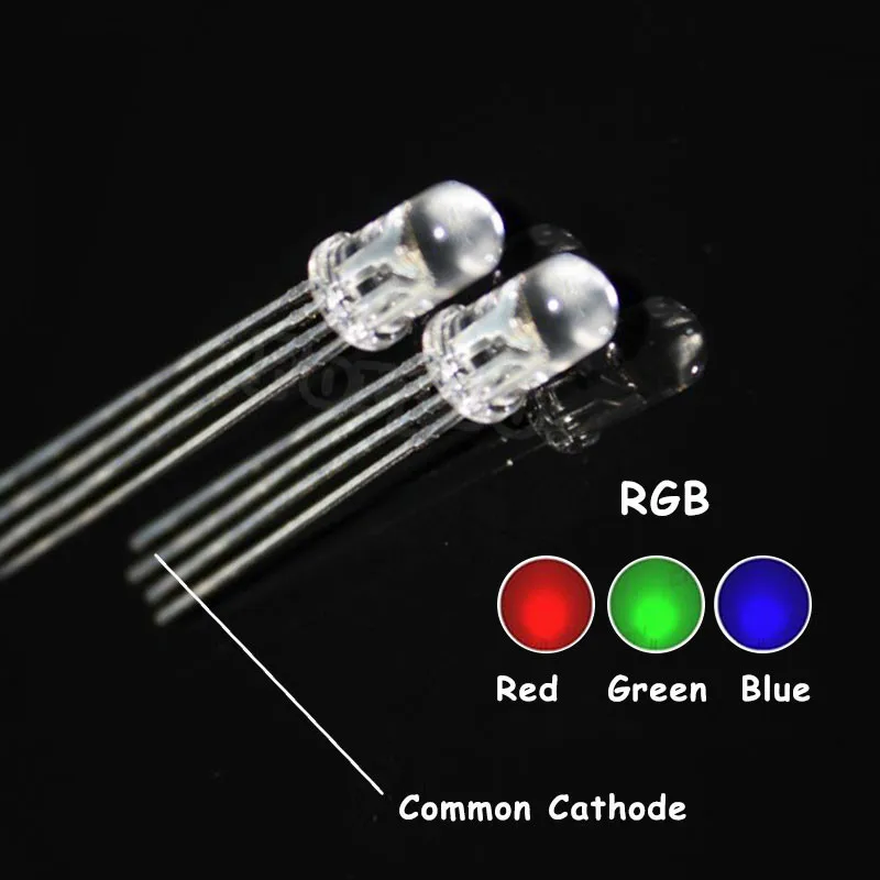 1000PCS 5MM  Clean/Matte 4 Pins  LED Lamps  red Blue green common cathode led  Total negative RGB LED Electronic components