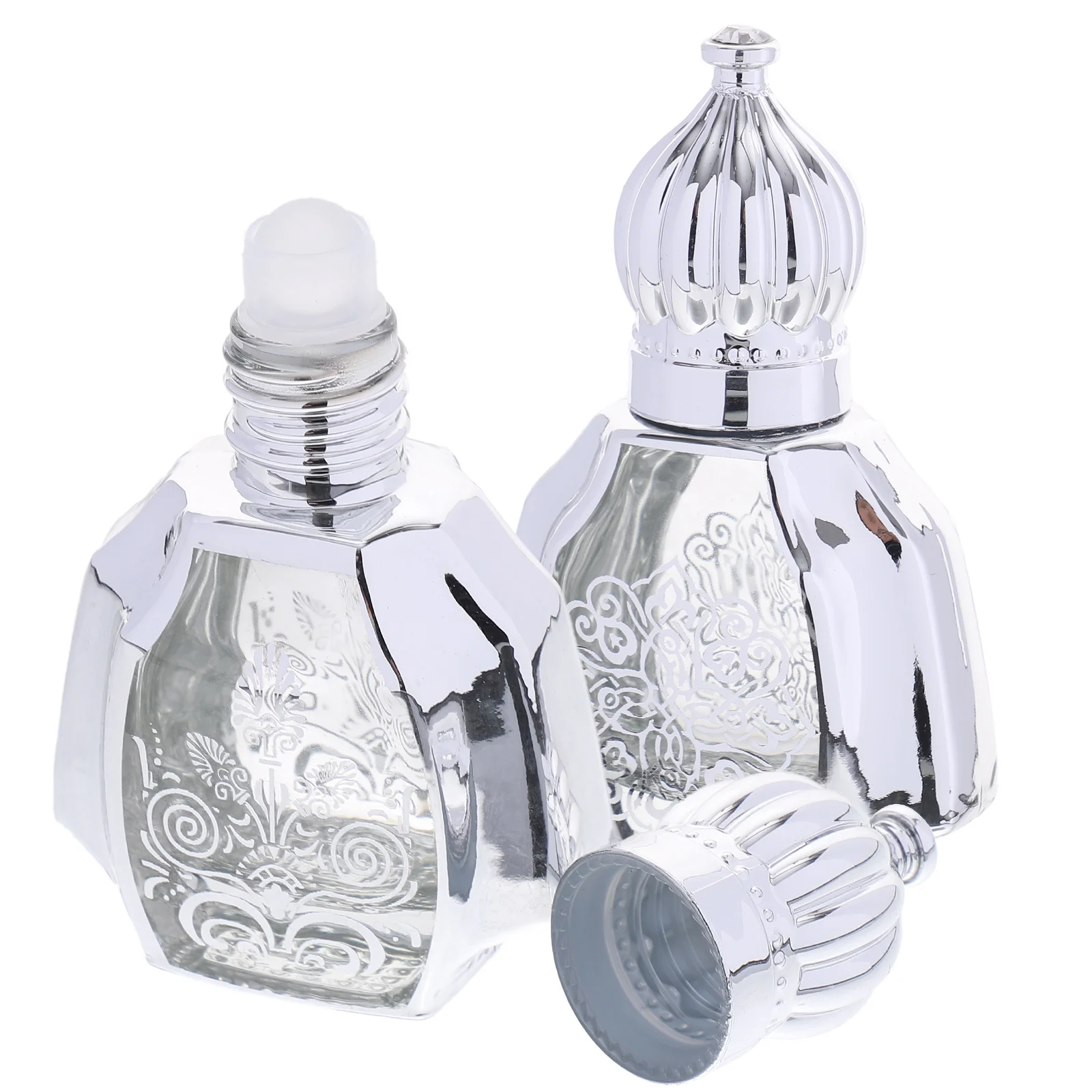 2Pcs Empty Roll on Bottles for Travel Portable Essential Oil Perfume Container Leak-Proof Roller Ball Design Multi-Function