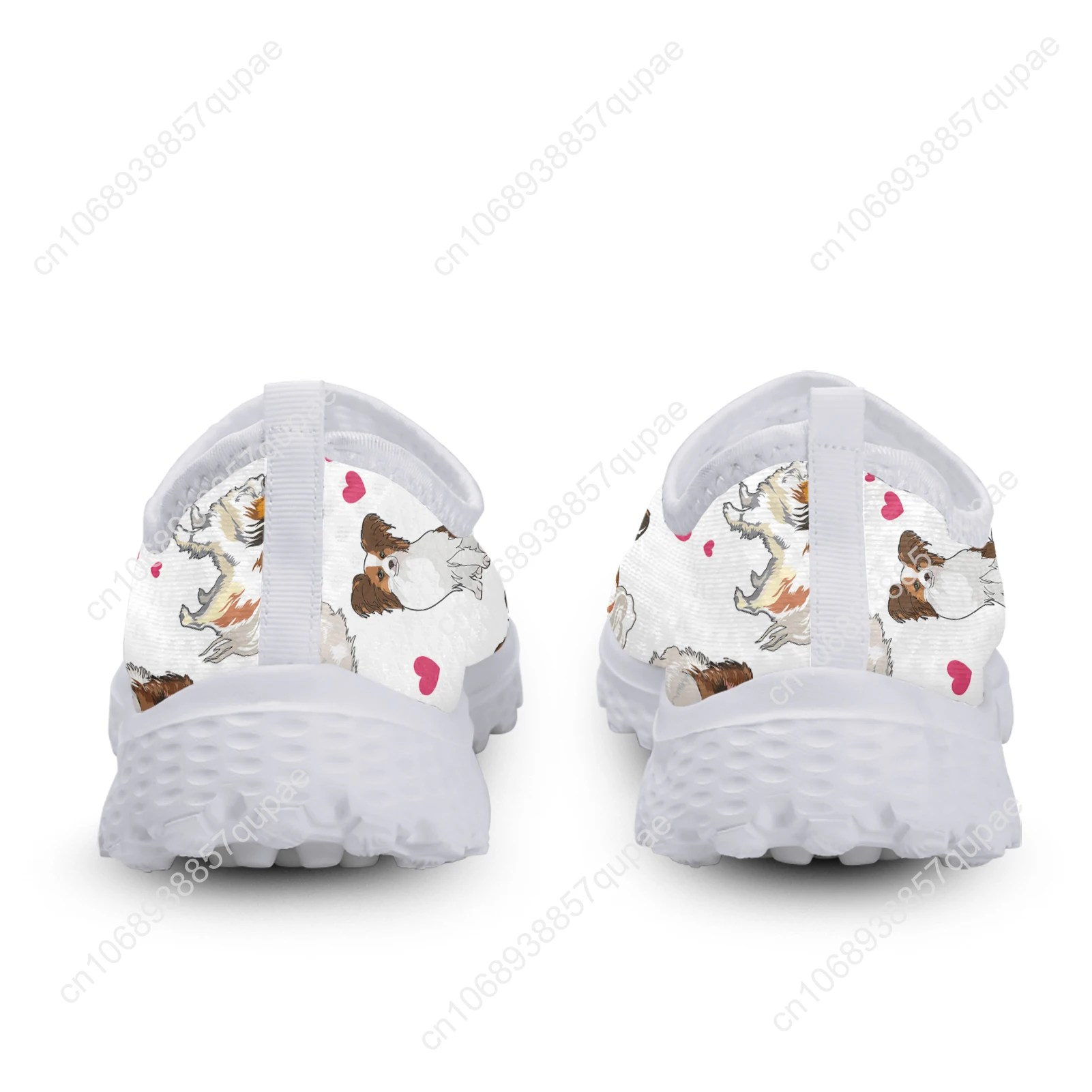 Lovely Papillon Dog Print Heart Mesh High Quality Sneakers Women Men Teenager Casual Fashion Custom Made Tennis Flat Couple Shoe