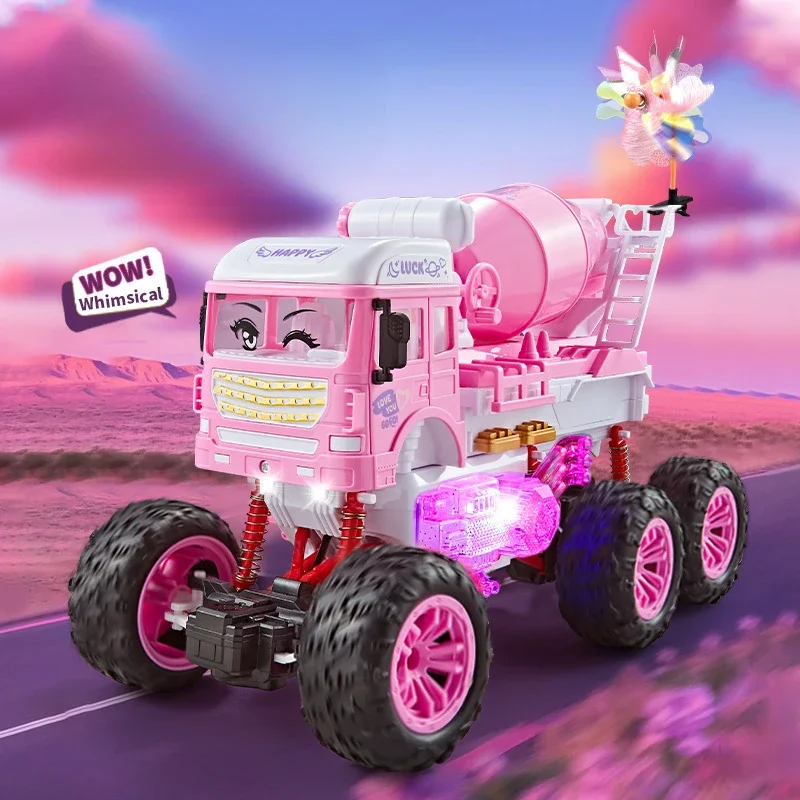 Voiture RC télécommandée rose 2.4G 4WD, véhicule jouet tout-terrain à lumière LED avec conception supérieure ouverte, modèle RC pour enfants filles, cadeau d'anniversaire