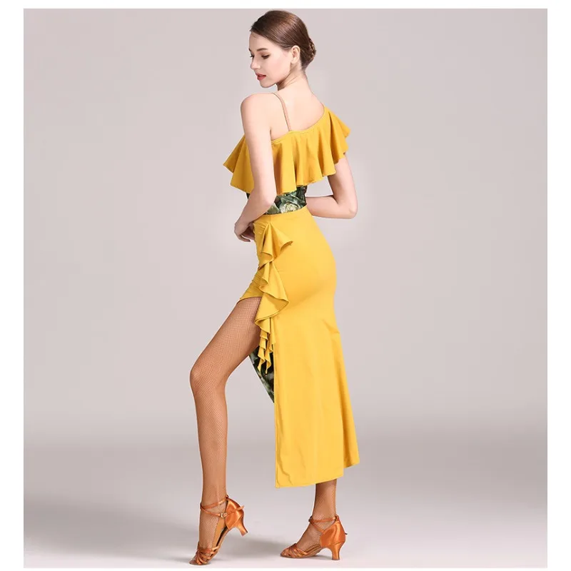 Robe de danse latine à bretelles personnalisées, ensemble de jupe double composite 1848 + 1849