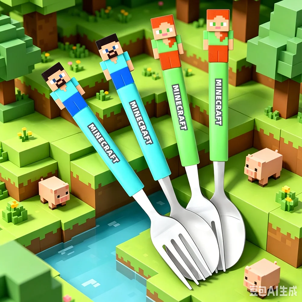 Kids Fork and Spoon Set Pixel  - огляд і ціна Gaming Accessories Minecraft