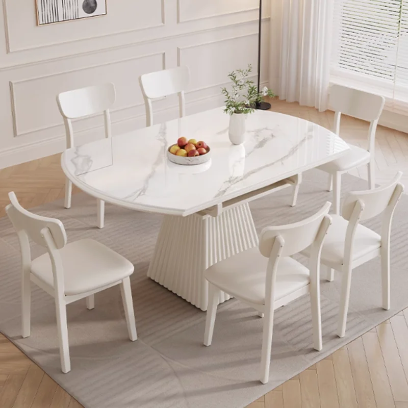 Luxury Kitchen Dining Table Modern Unfoldsnle Nordic Round Dining Table Folding Italian Big Mesas De Comedor Home Furniture