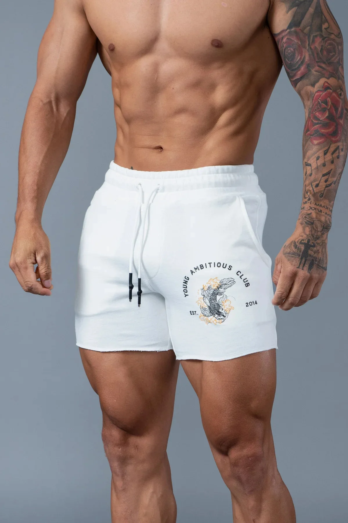 Men's new European and American trendy brand sports shorts, running, exercising, gym, casual training, cotton shorts