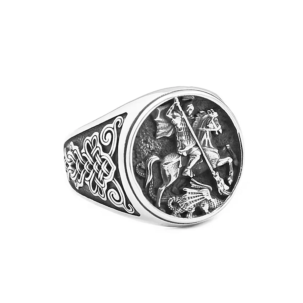 Vintage Gothic Medieval Dragon Slayer Celtic Knot Ring