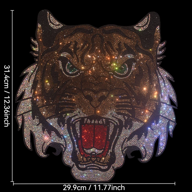 

Модная большая ткань с головой тигра и горячими бриллиантами, одежда своими руками, футболки, декоративные нашивки, аксессуары для одежды