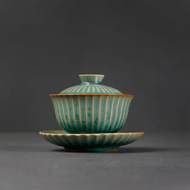 TANGPINGreen Ceramic Gaiwan Tea Tureen