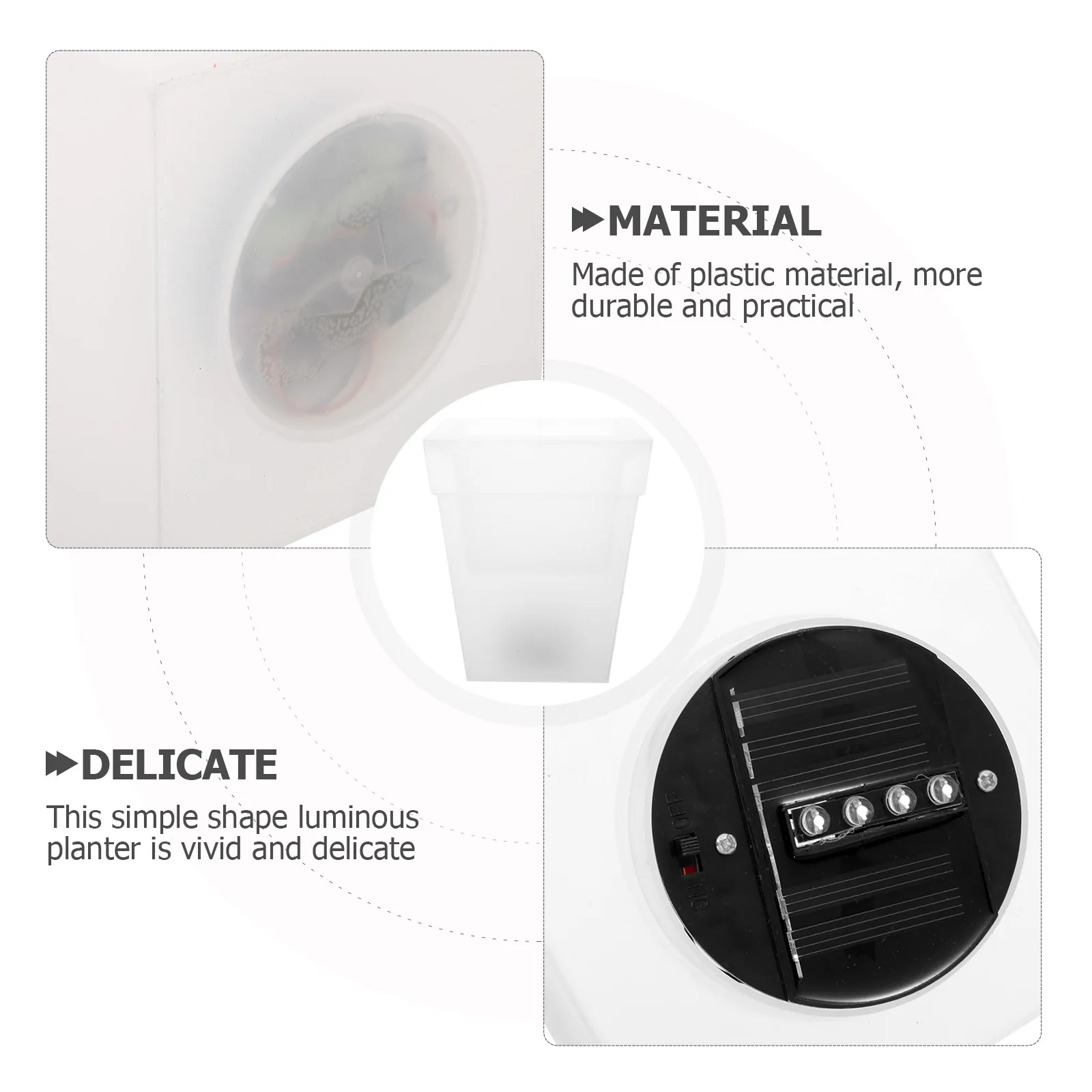 مربع البلاستيك تعمل بالطاقة الشمسية زارع مضيئة الزهور حديقة في الهواء الطلق متوهجة وعاء النبات ضوء الشمس ديكور حديقة زهرة