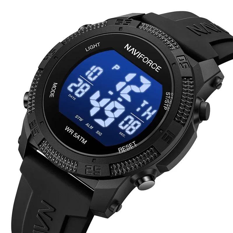 

NAVIFORCE Watches For Men LCD Digital Fashion Casual Date and Week Alarm Display 3ATM Waterproof Silicone Strap Electronic Clock