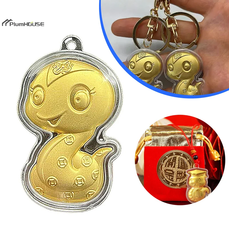 2025 Snake Mascot Keychain Pendant Cartoon New Year Zodiac Snake Auspicious Pendant Women's Bag Charms Spring Festival Gifts