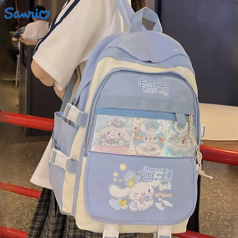 

Hot Anime Sanrio Plush Toy Cinnamoroll Backpack Black Blue Schoolbag Kawaii Student School Large Bag Computer Birthday Gift