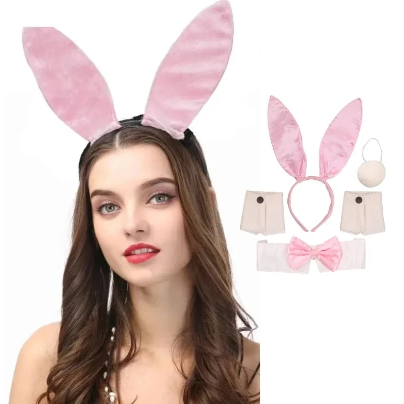 Accessoires de Costume de lapin Sexy pour femmes, accessoires de jeu de rôle d'halloween, bandeau pour fille lapin, nœud papillon, accessoires pour cheveux de danse en boîte de nuit