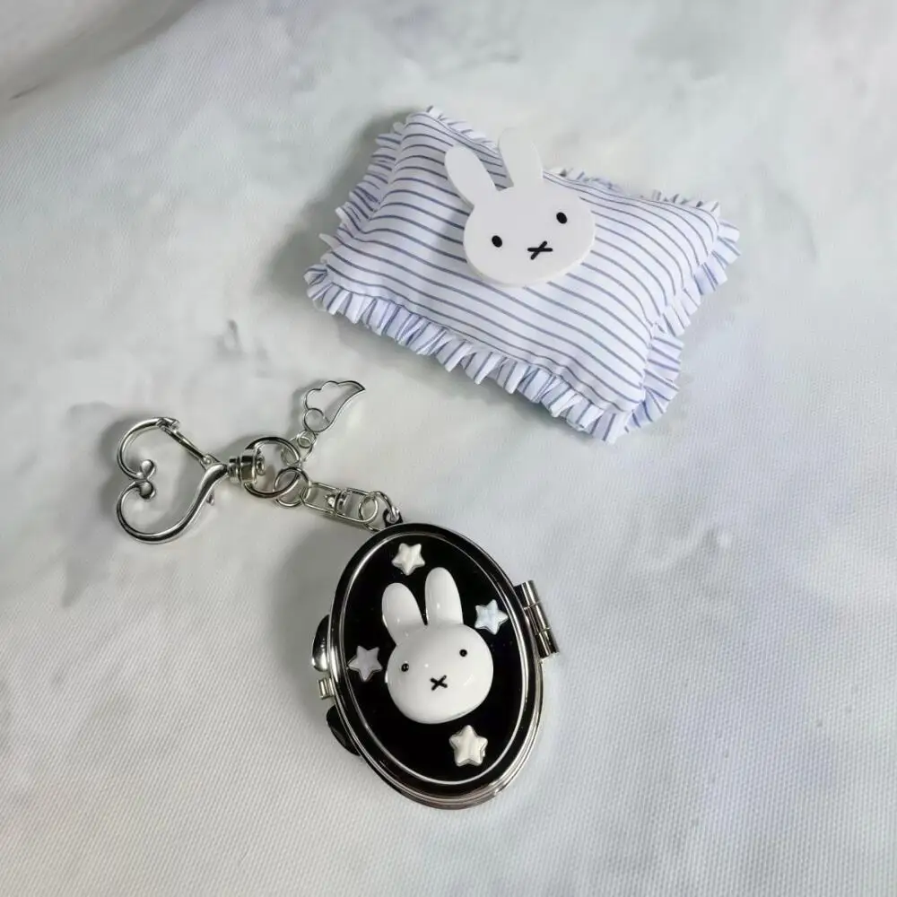 Espejo de Maquillaje Kawaii Miffy, Creativo, Estilo Y2K, Espejo Metálico con Tapa Abatible, Llavero, Decoración para Mochila, Cadena para Teléfono con Dibujos Animados