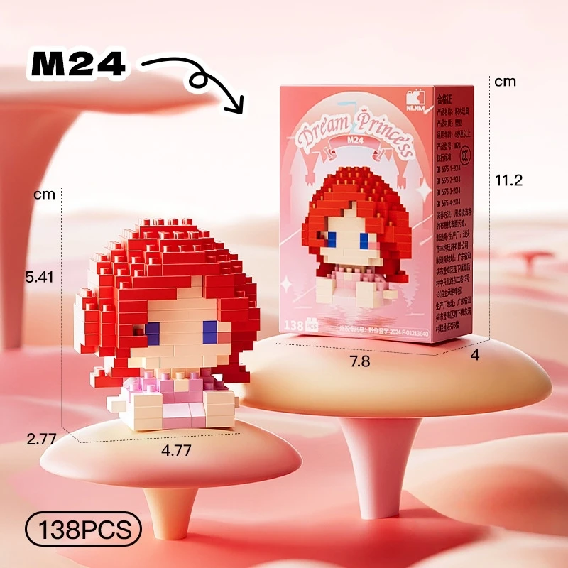 6 cm hoge bouwstenen, speelgoed om in elkaar te zetten, kleine decoratieve objecten voor op het bureau, voor kamerdecoratie, Halloween, Kerstmis, anime, cartoon, kawaii.