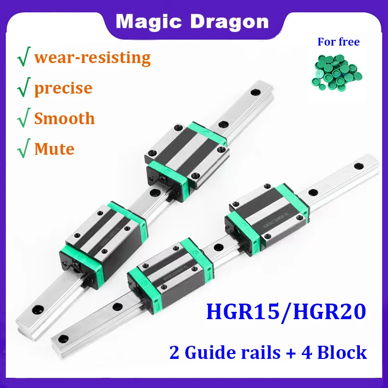 

2Pcs HGR20 HGR15 100mm 300mm To 1500mm Square Linear Guide Rail +4pc HGH15CA HGW15CC HGH20CA HGW20CC flang CNC Router Engraving