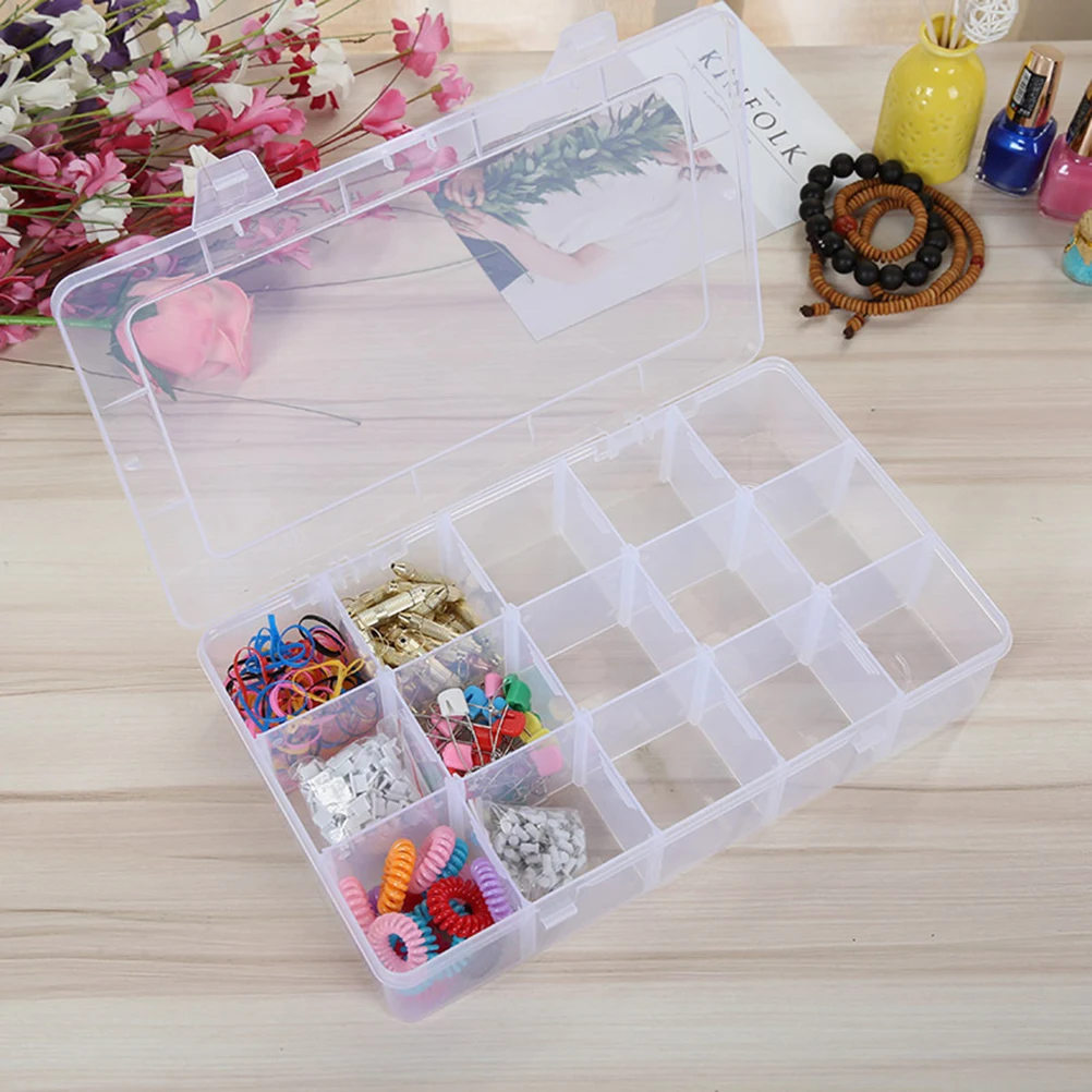

Transparent Plastic Jewelry Box Organizer Storage Container Adjustable Grids For Earrings Rings Beads Nuts Bolts Small