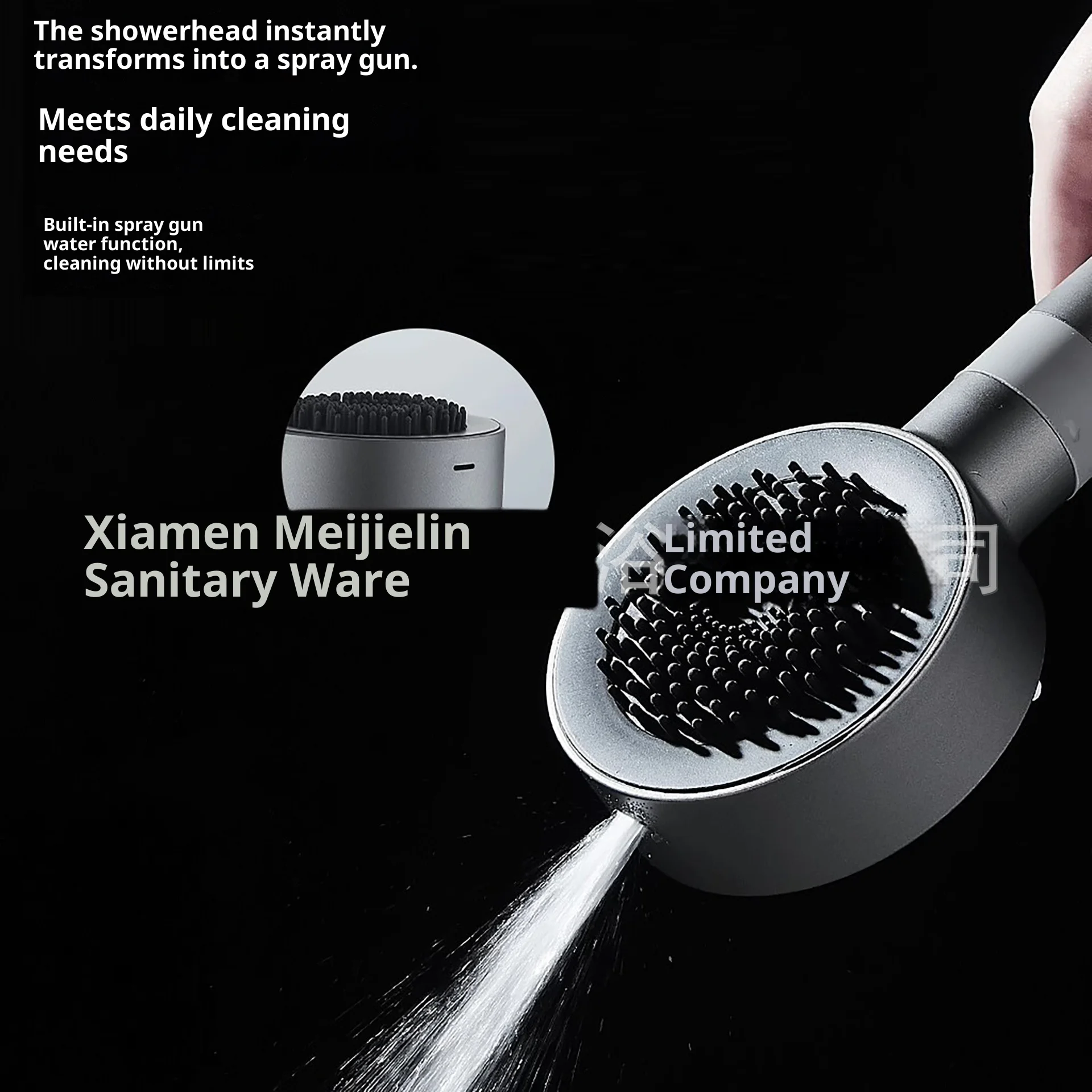 رأس دش مرشح مع فرشاة تدليك محمولة بالضغط العالي وتوفير المياه وتنظيف رأس دش الحمام للحمام