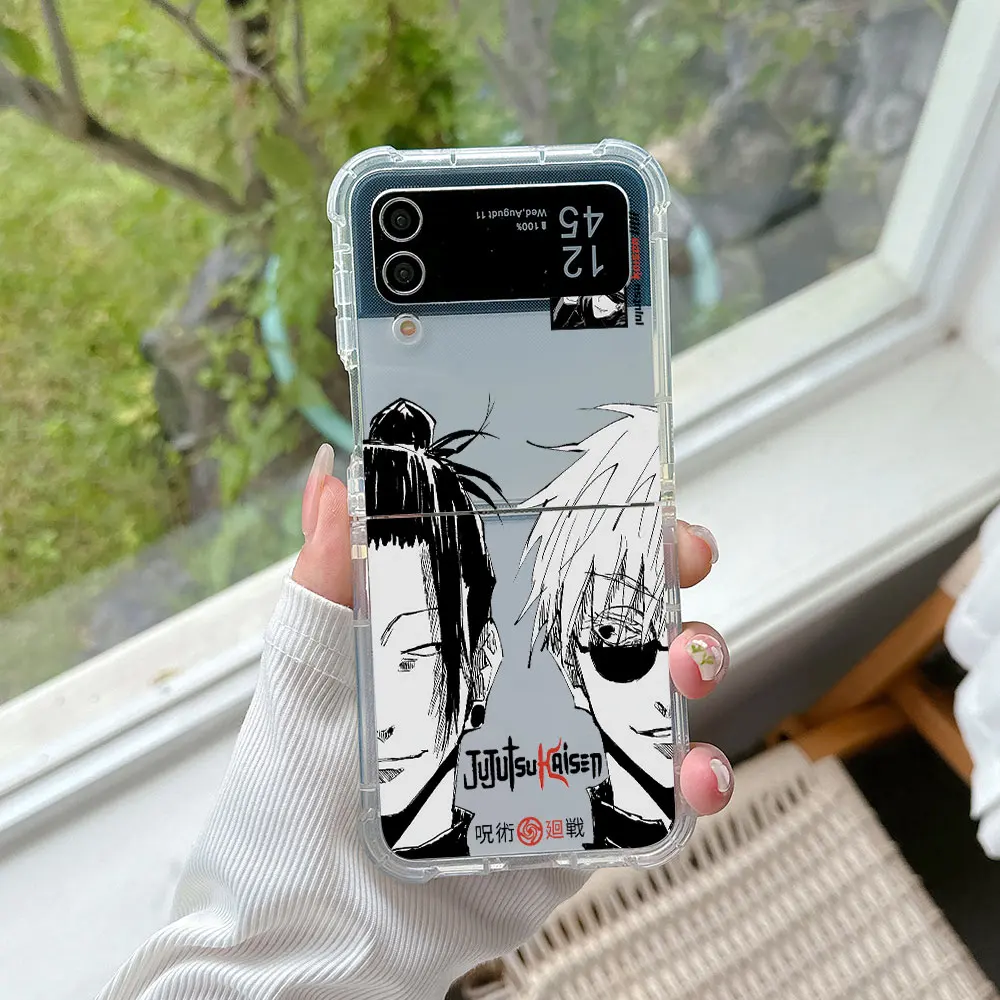 Anime Ryomen Sukuna Jujutsus Kaisen Phone Case for Samsung Galaxy Z Flip 3 4 Z Flip 5 Z Fold 4 5G PC Soft Anti-fall Back Cover