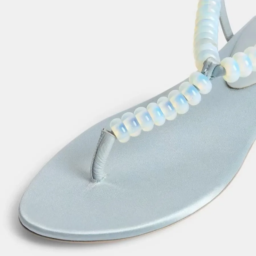 2026 Summer New Women's Radiant Beads Flat Sandals T-Strap Flip-Flops Thong Beach Boho Vacation Casual Daily Versatile Sandals