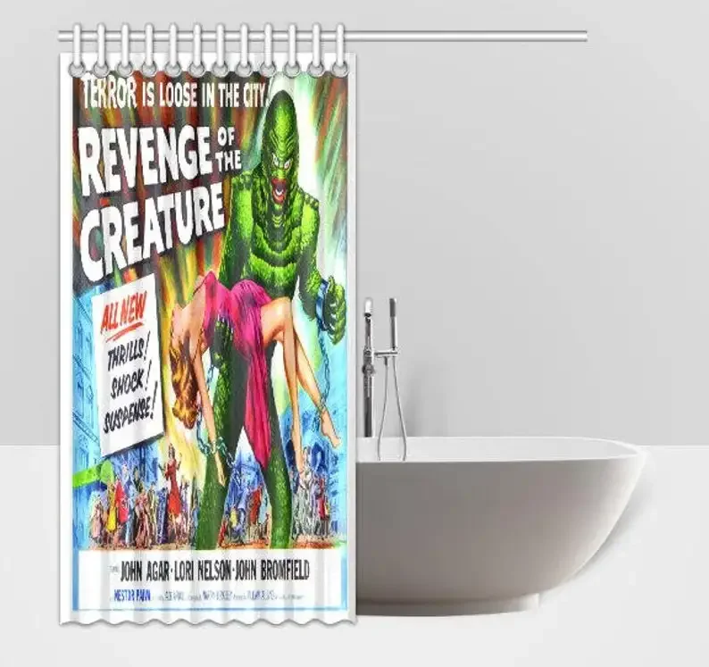 Revenge Of The Creature From The Black Lagoon Horror Movie Poster Scary Shower Curtain