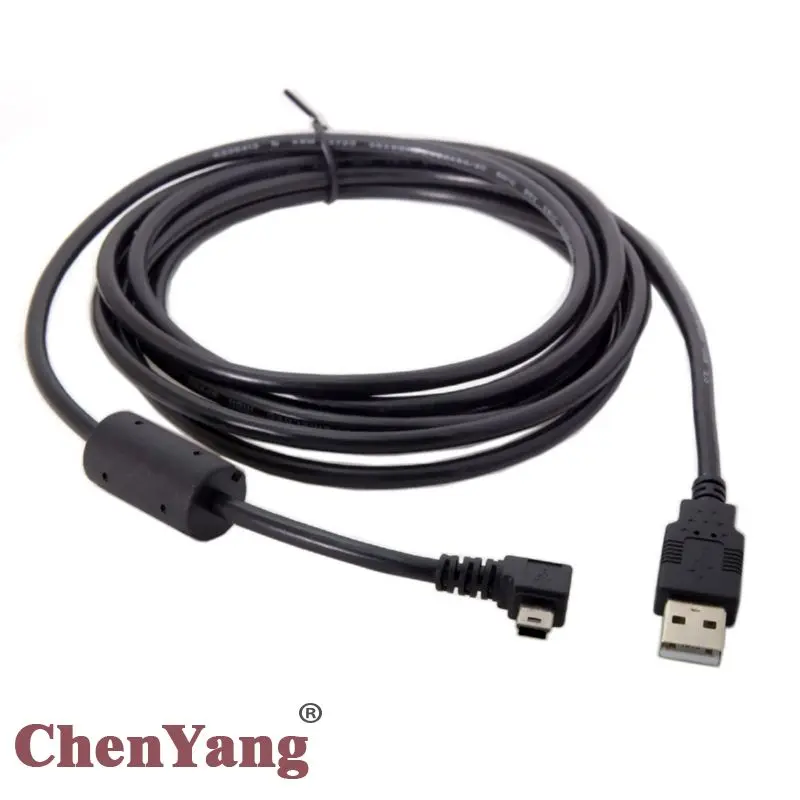 CYDZ USB 2,0 штекер на правый угол 90 градусов Mini USB Тип B 5pin Штекер кабель для передачи данных с ферритом 3,0 м