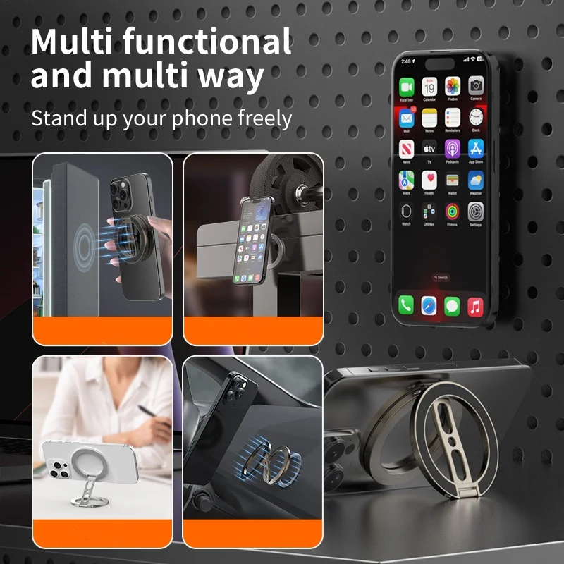 حامل حلقي مغناطيسي على الوجهين لمسند MagSafe متوافق مع ملحقات iPhone 16/15/14 Huawei Xiaomi Stand Grip