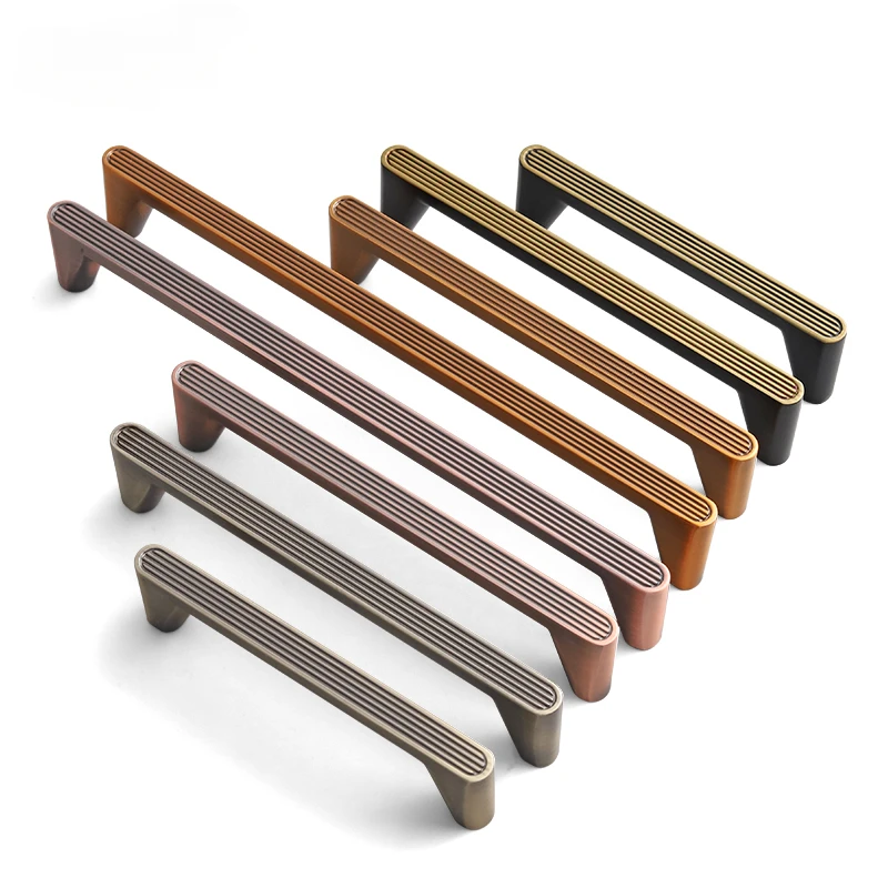 Striped Texture Zinc Alloy Furniture Handles Kitchen Cabinet Drawer Door Pull Handles Home Decoration Hardware Accessories