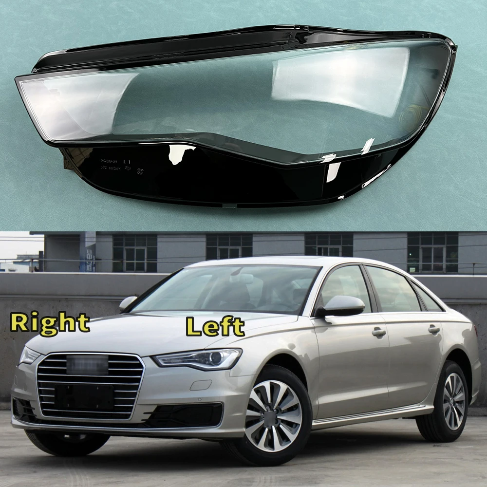 

For Audi A6L C7PA 2016 2017 2018 Headlight Shade Transparent Lampshade Lens Headlamp Cover Lamp Shell Plexiglass Black Edge