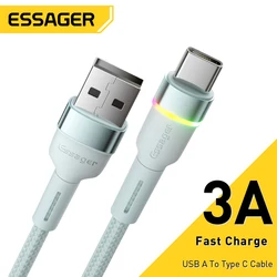 Essager USB Cable Type C RGB Fast Charging Cable for Xiaomi Huawei Redmi Mate Samsung USB C Phone Data Wire Cord 3A USBC Charger