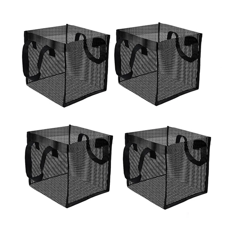 Large Square Round Mesh Pond Planting Bags Black PVC With Handles For Water Lilies Lotus Aquatic Garden Plant Baskets 4PCS