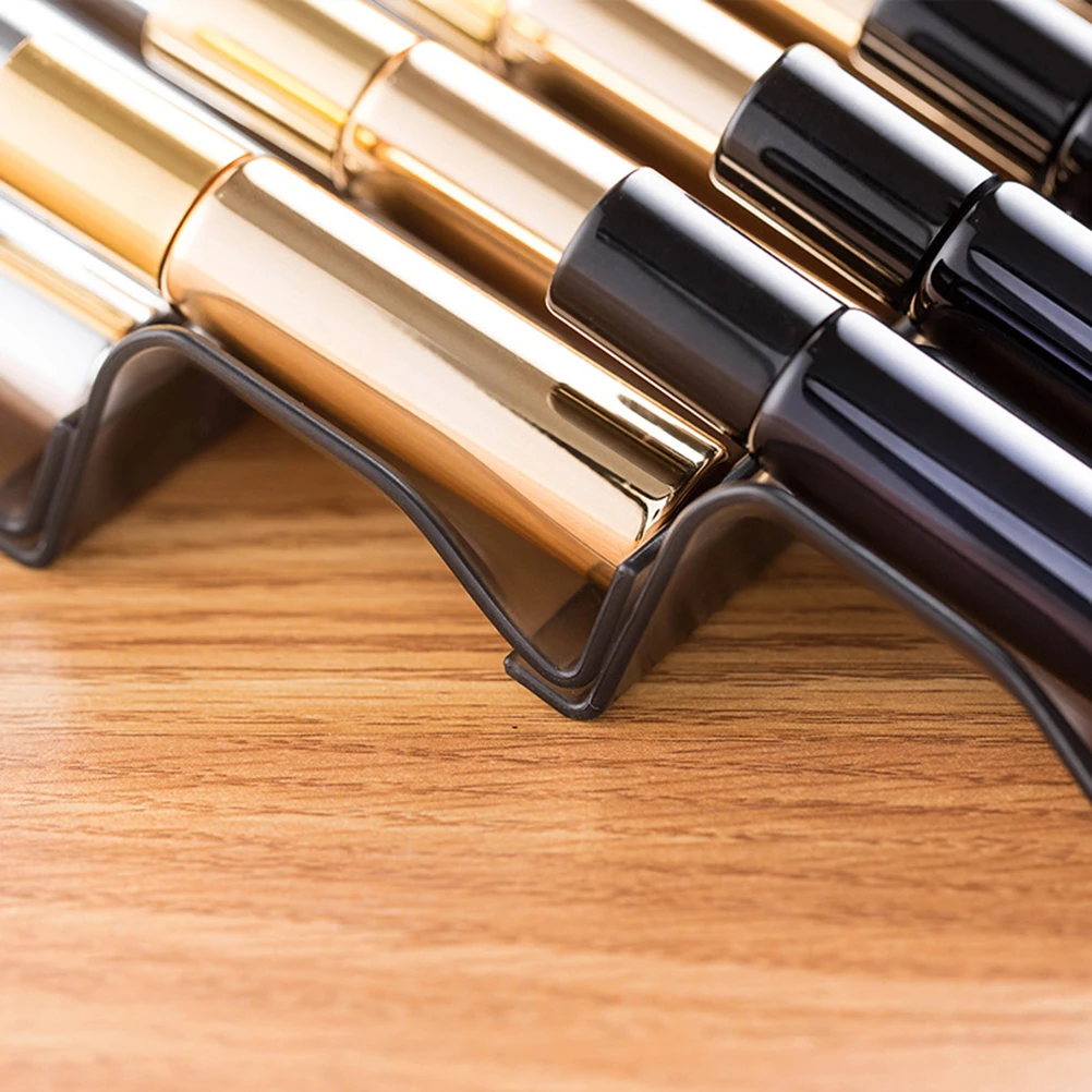 

3 pcs 5 Slots Essential Oil Bottle Storage Rack Black Plastic Organizer For Drawer Desktop Nightstand Stackable Household