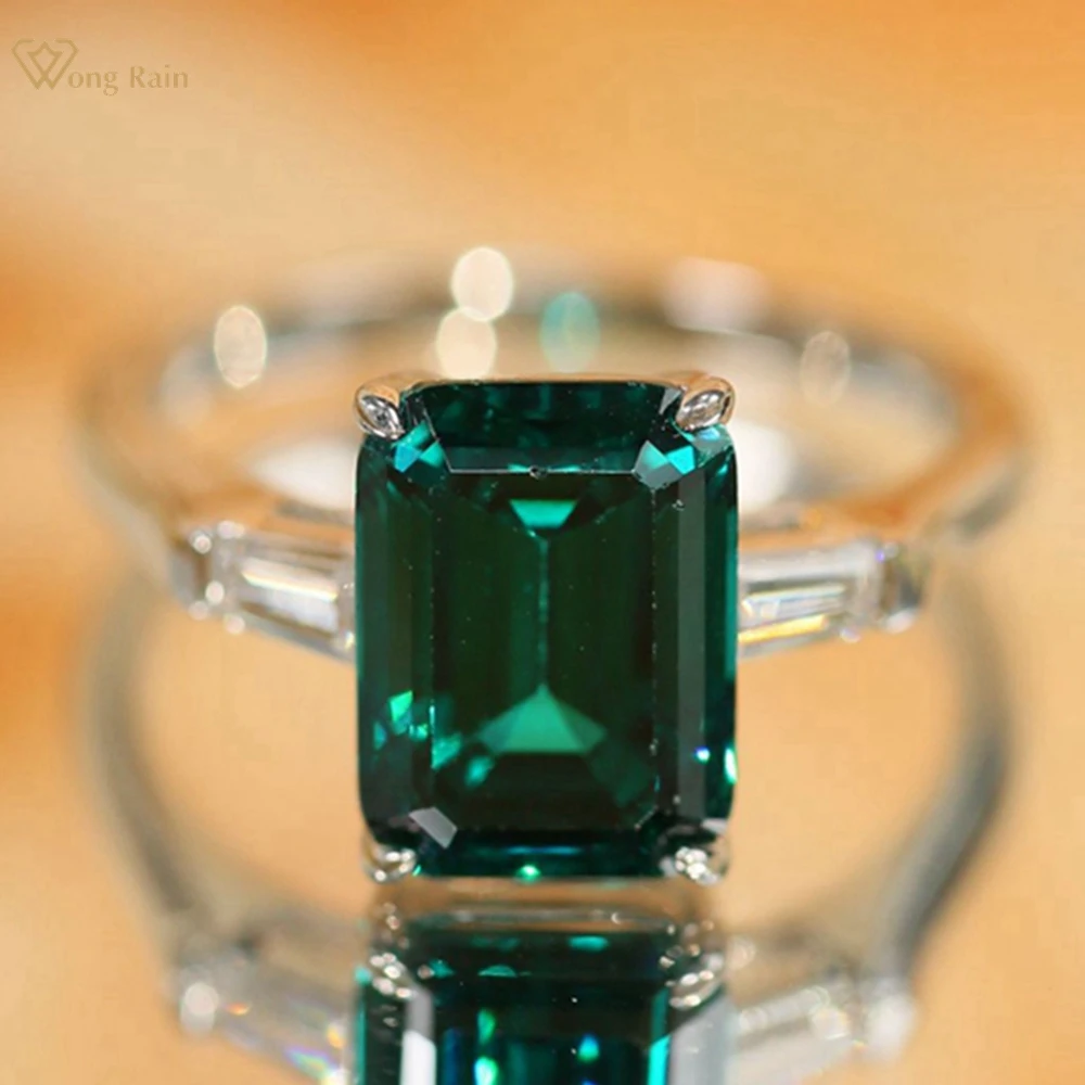 

Wong Rain 925 Sterling Silver 3EX VVS1 Emerald Cut 4CT Colorful Real Moissanite Diamonds Gemstone Engagement Rings Fine Jewelry