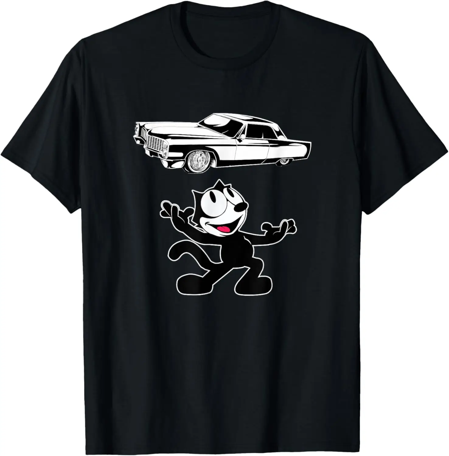 Felix Cat Cartoon Giant Lowrider Car Club Design Mashup T-Shirt