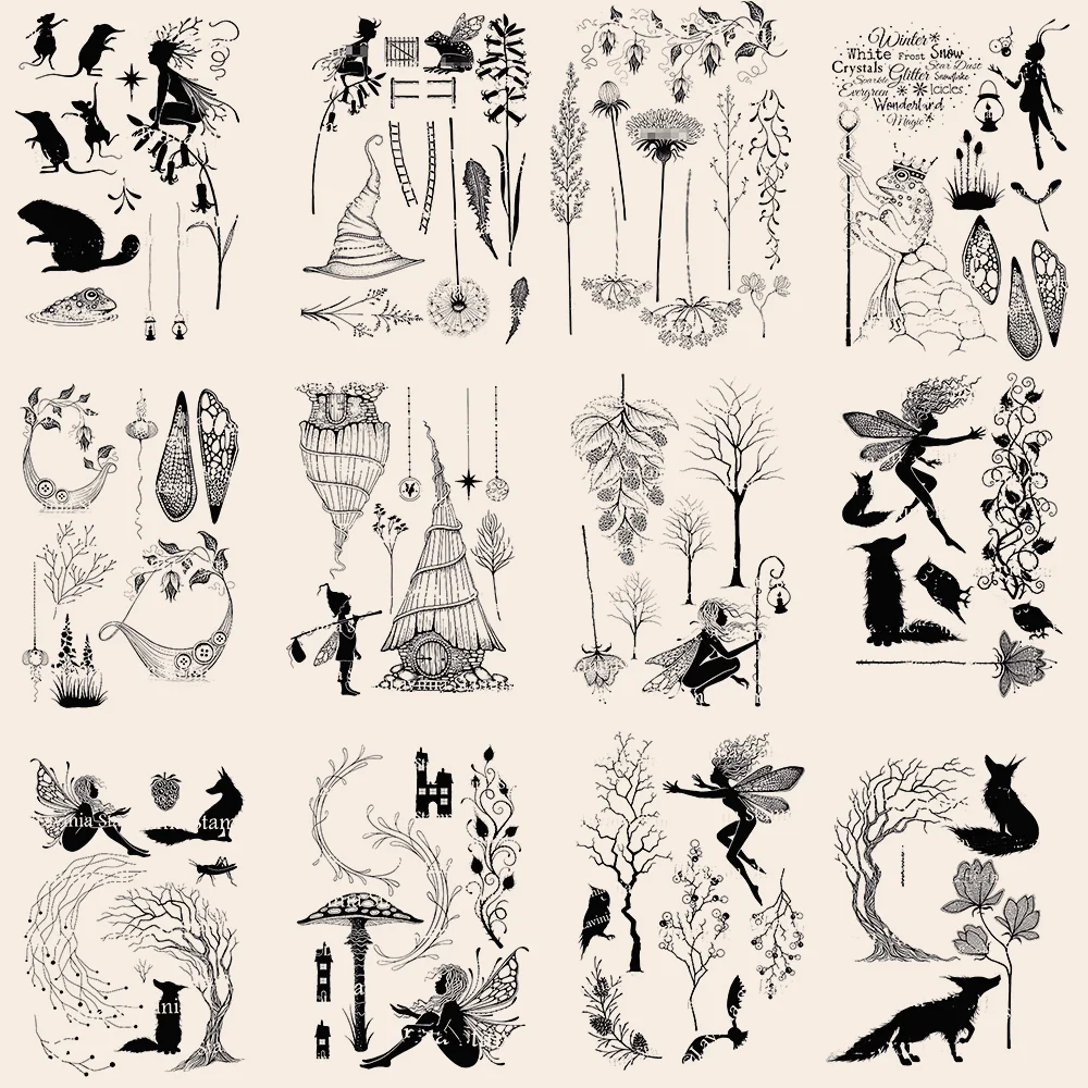 

Clear Stamps 12 styles Fairy Plants Clear Transparent Stamps Rubber Seal for DIY Scrapbooking Card Making Album Handemade Crafts