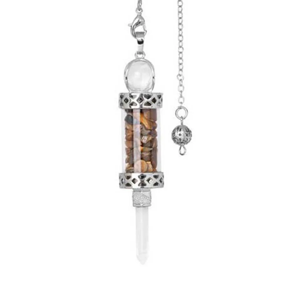 KFT Natural Healing Crystal Pendulum for Divination Dowsing Wishing Bottle Stone Pendant Hexagonal Rock Quartz Pendulum Balanced