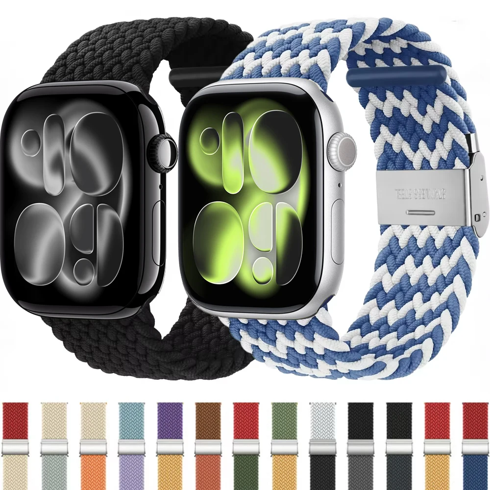 

Нейлоновый ремешок для Apple Watch Ultra Band 49 мм 46 мм 42 мм 45 мм 41 мм 44 мм 40 мм Плетеный браслет iWatch Series Ultra 11 10 9 8 7 6 SE