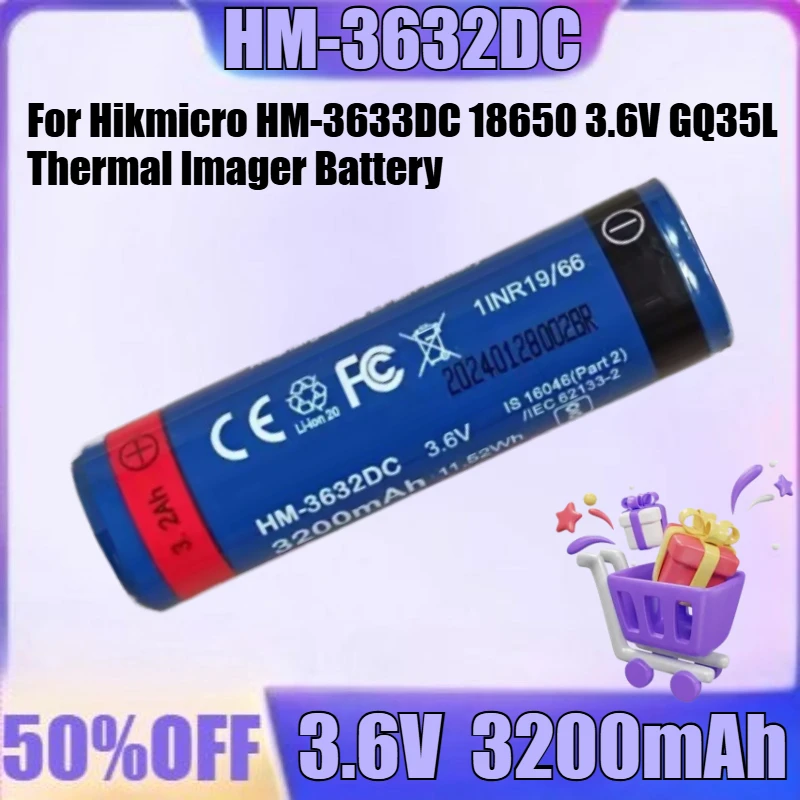 

New HM-3633DC 3.6V 3200mAh High quality Battery for Hikmicro HM-3633DC 18650 3.6V GQ35L Thermal Imager Battery