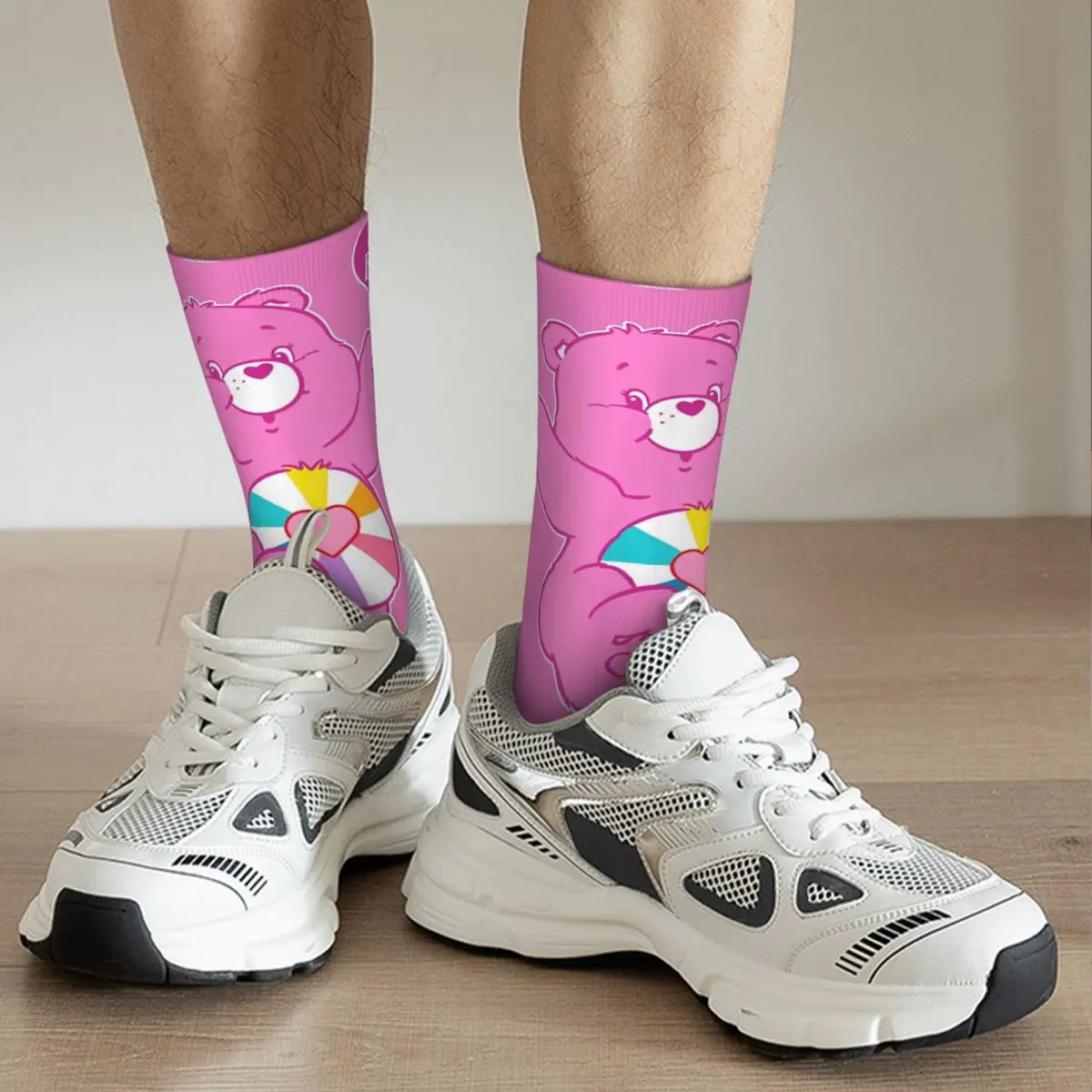 Winter Warm Crazy Design Women Men Care Bears Hopeful Heart Bear Socks Non-slip Skateboard Socks