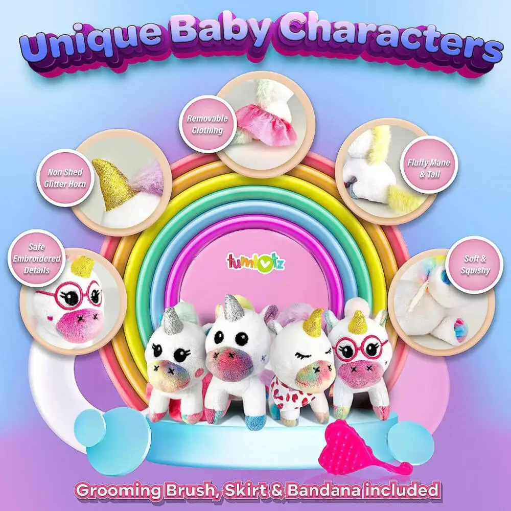 5pcs Rainbow Unicorn Mother and Child Set Rainbow Unicorn Candy Plush Toys Photography Accessories