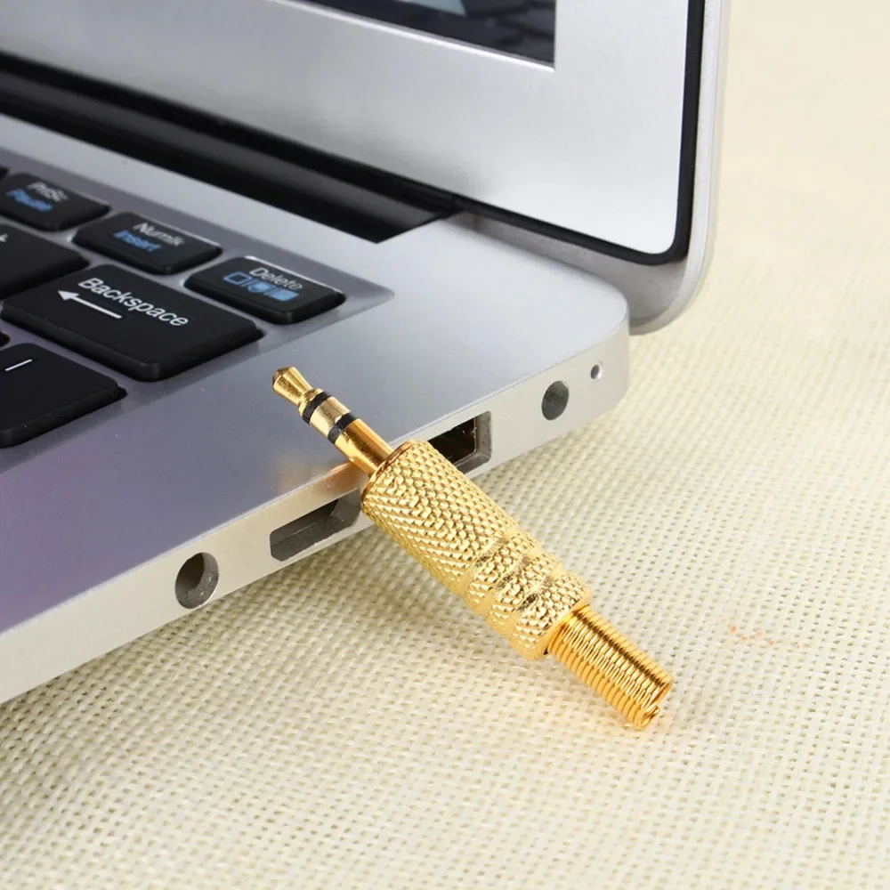 ESCAM 1/10Pcs/lot 3.5mm 1/8" Stereo Male Audio TRS Gold Plated Jack Plug Adapter Connector
