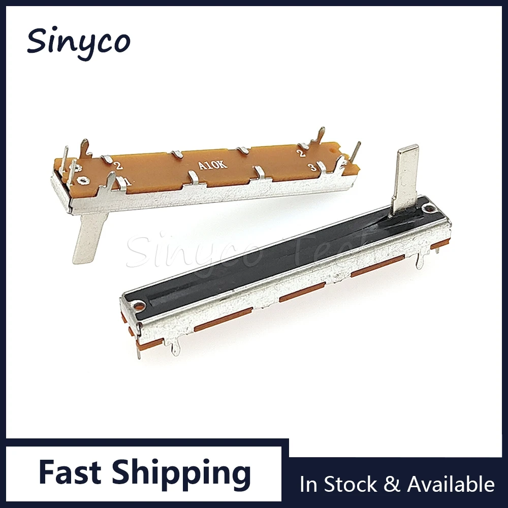 2PCS SC4521N 60MM Straight Slide Potentiometer B10K A10K 6CM Single 3Pin Mixer Fader B103 A103 Travel 45MM Handle Length 15MM