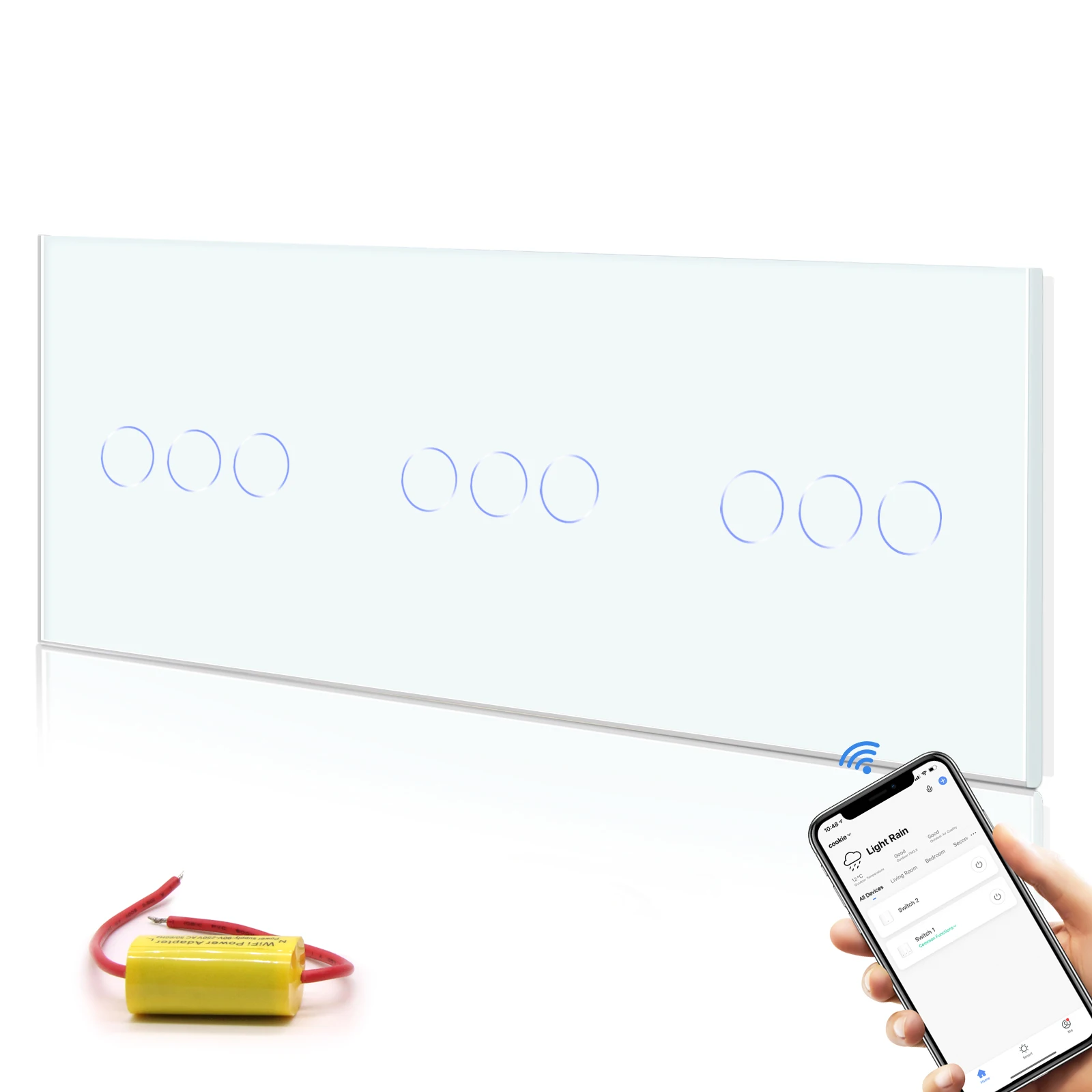 BSEED WIFI Schalter Serie Wand Smart Licht Schalter Blaue LED Hintergrundbeleuchtung Glas Tuya APP Touch Schalter EU Standard Keine Neutral 5