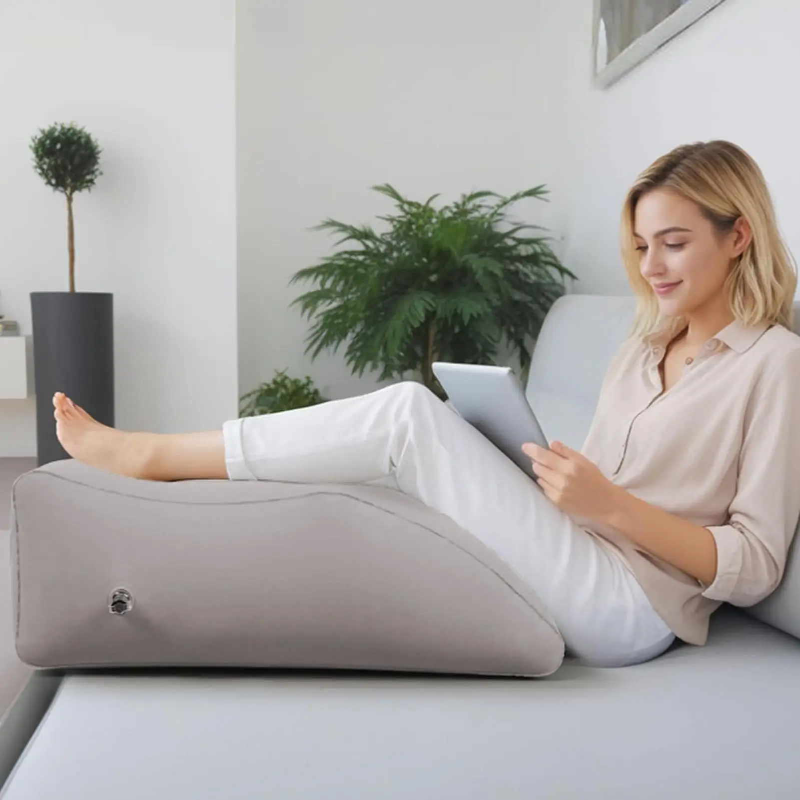 Knee Replacement Pillow Inflatable Foot Support With Storage Elevated Leg Pillow Knee Wedge For Home Bedroom Apartment Dorm Bed