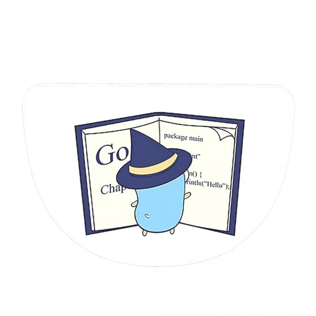The Go Gopher Golang Witch Learning Flannel Half Round Doormat Non Slip Bathroom Mat Absorbent Floor Carpet for Home Bedroom