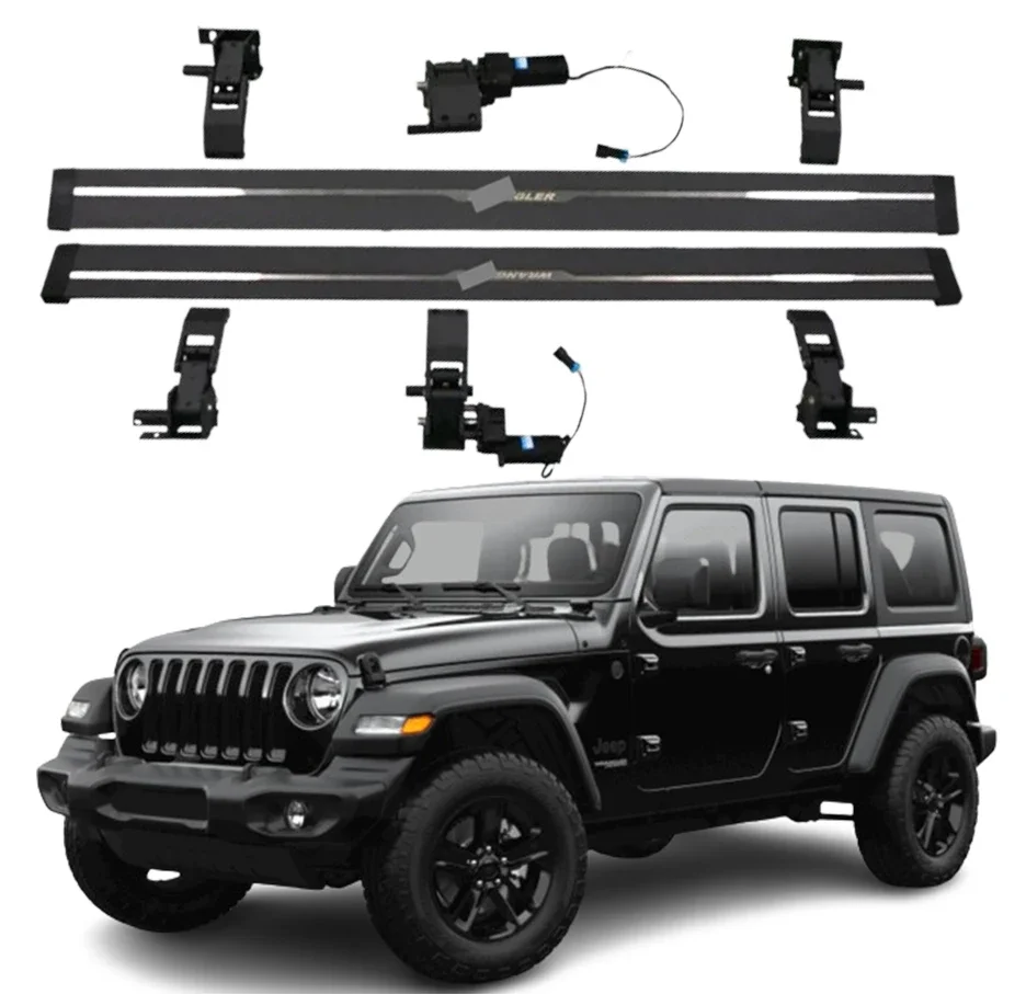 JEEP Wrangler 4 Door Newest Model Electric Side Steps Six brackets Carton Packaging Aluminum Car Step