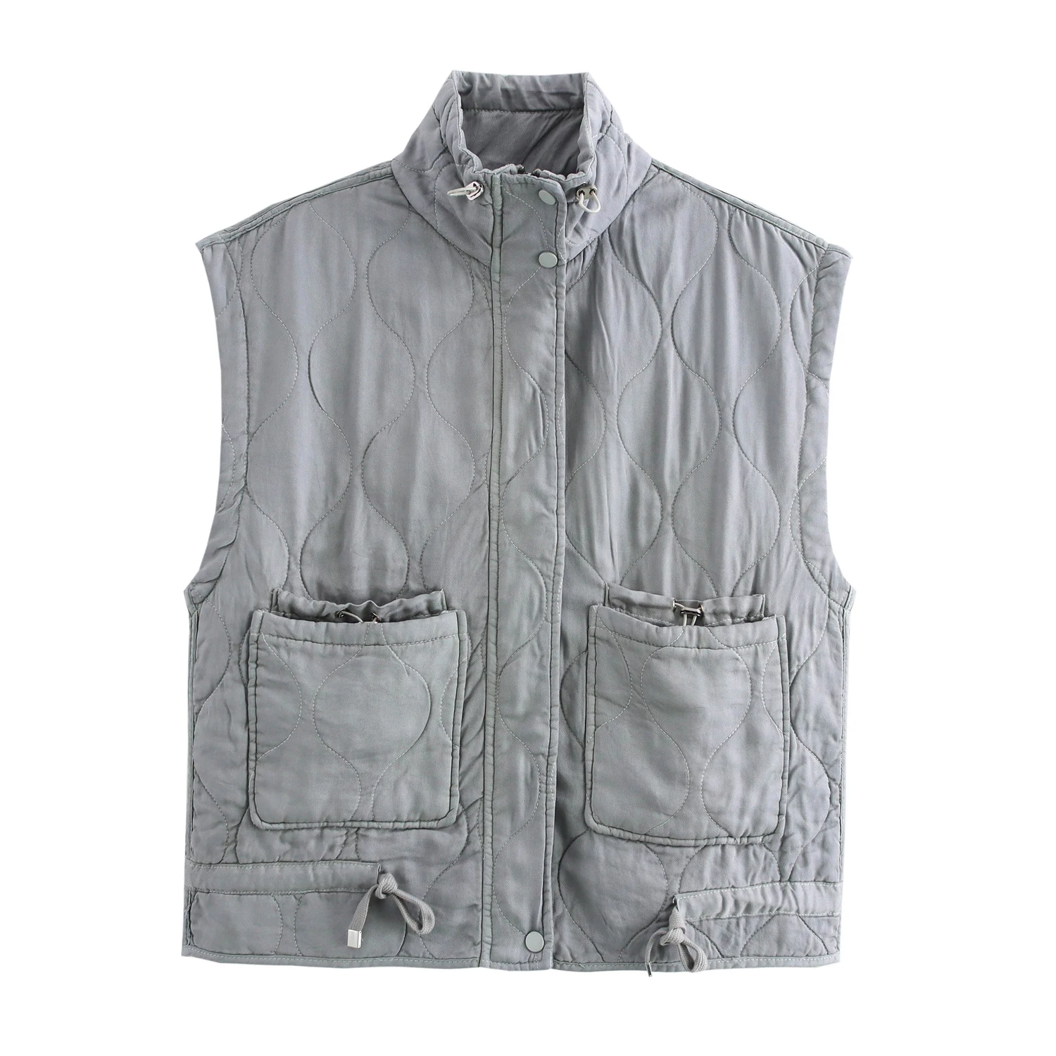 

Зимний новый продукт, женская повседневная хлопковая хлопковая куртка без рукавов с высоким воротником из тенселя, жилет, жилет