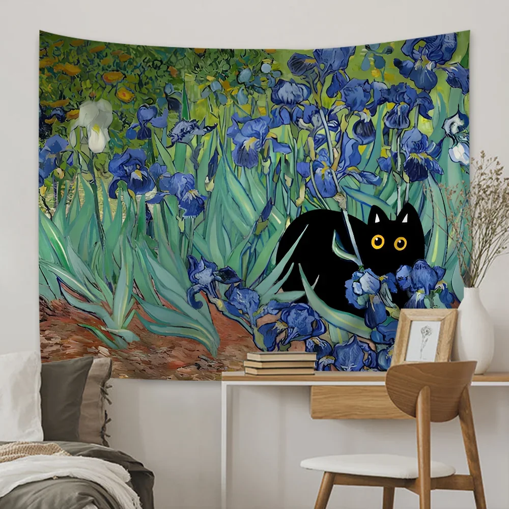 

Van gogh black cat Tapestry Art Printing Cheap Hippie Wall Hanging Bohemian Wall Tapestries Mandala Art Home Decor