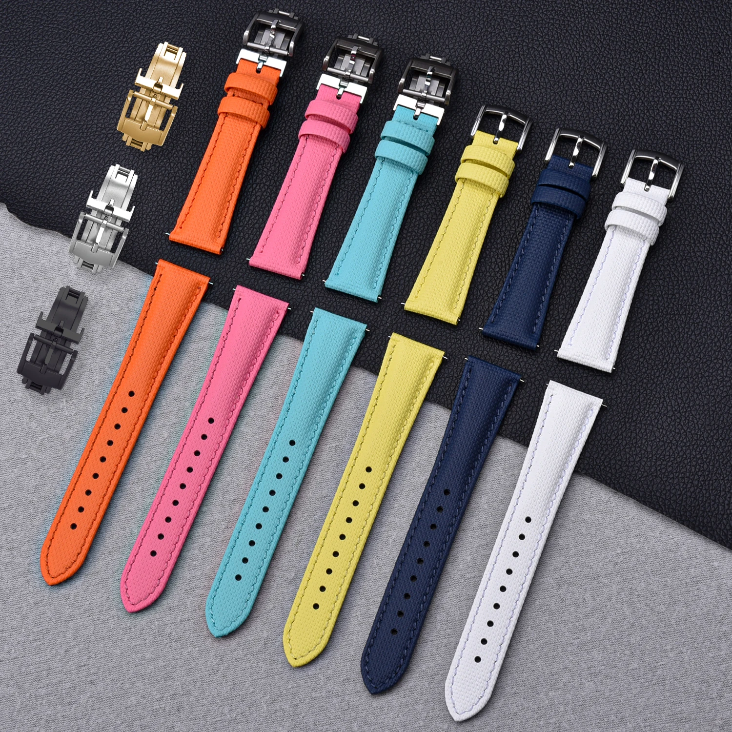 For Omega Delugs Cartier FKM Rubber Sailcloth Signature WatchStrap 18-19-20-21-22mm QuickRelease Fluororubber Leather WatchBand